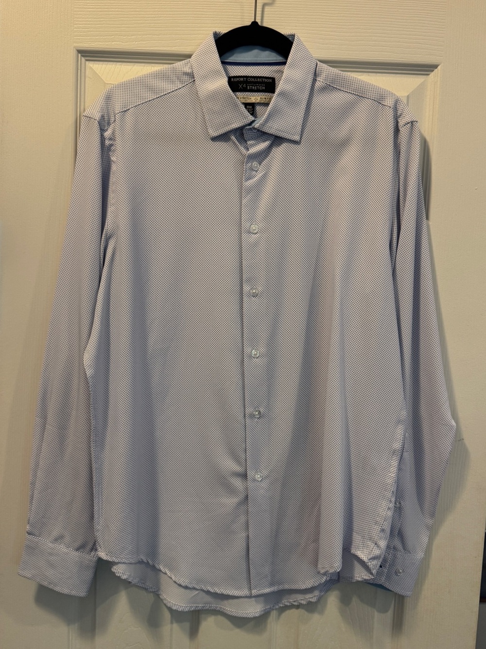 Report Collection Men's Pale Blue Microdot Dress Shirt